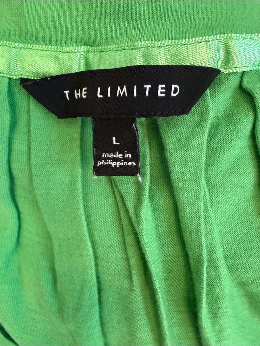 The Limited Bright Green V-Neck Pleated Short Sleeve Tee - Picture 2 of 4